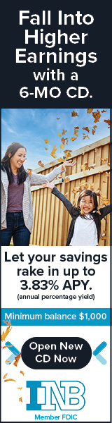 Fall Into Higher Earnings with a 6-Month CD. Let your savings rake in up to 3.83% APY. Minimum balance $1,000. Open New CD Now. INB. Member FDIC.