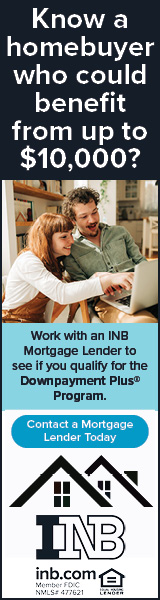 Know a homebuyer who could benefit from up to $10,000? Work with an INB Mortgage Lender to see if you qualify for the Downpayment Plus® Program. Contact a Mortgage Lender Today. INB. Member FDIC. Equal Housing Lender. NMLS #477621.