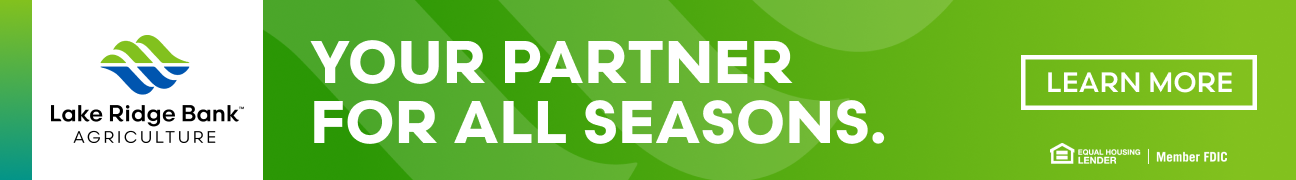 Lake Ridge Bank Agriculture
Your partner for all seasons. 
Learn more
Equal housing Lender | Member FDIC
