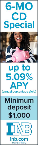 6-MO CD Special up to 5.09% annual percentage yield. Minimum deposit $1,000. INB. Member FDIC.