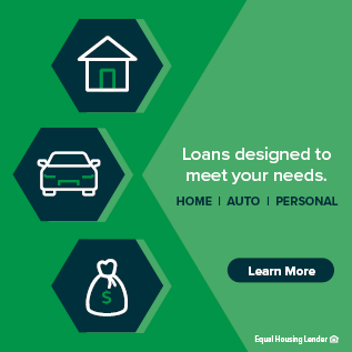 Loans designed to meet your needs.
Home | Auto | Personal
Learn more
Equal Housing Lender