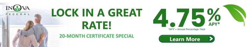 Lock in a Great Rate!
20-Month Certificate Special
4.75% APY
APY = Annual Percentage Yield
Learn More