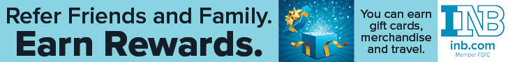Refer friends and family. Earn Rewards. You can earn gift cards, merchandise, and travel. INB. inb.com. Member FDIC.